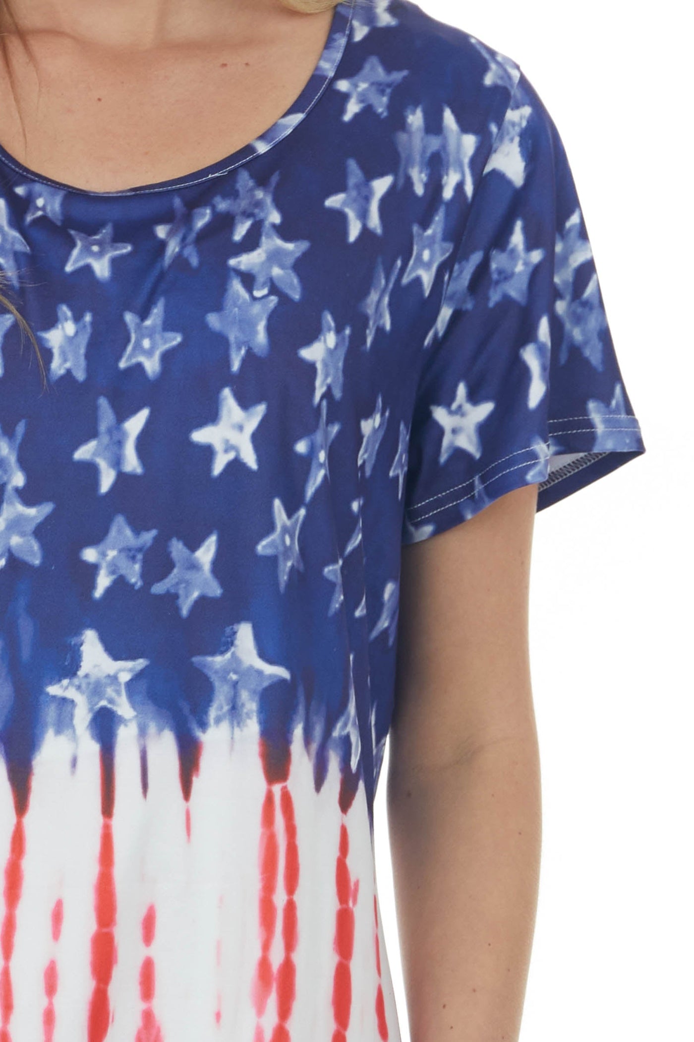 Navy Stars and Stripes Tie Dye Short Dress