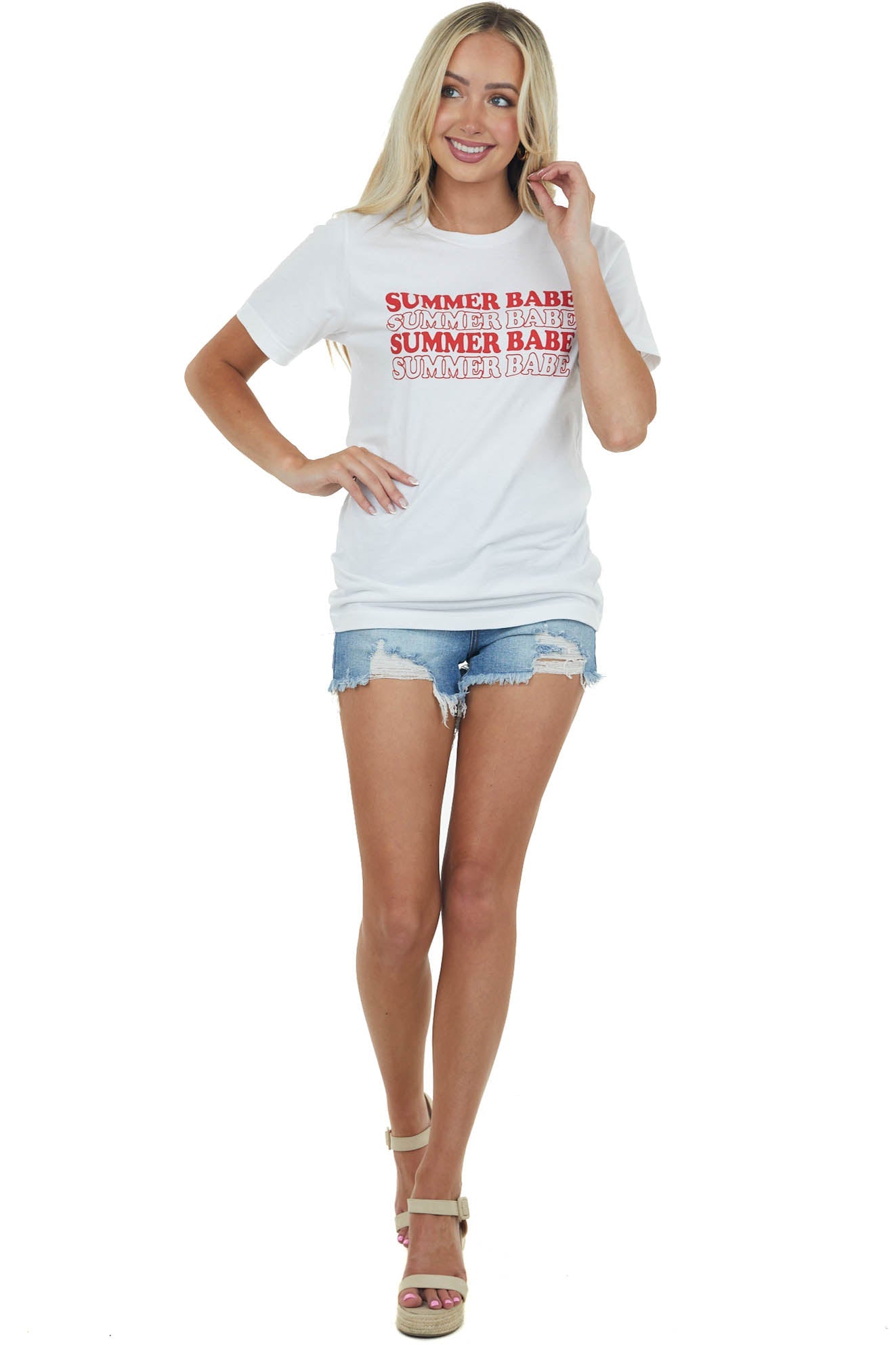 Off White 'Summer Babe' Graphic Knit Tee