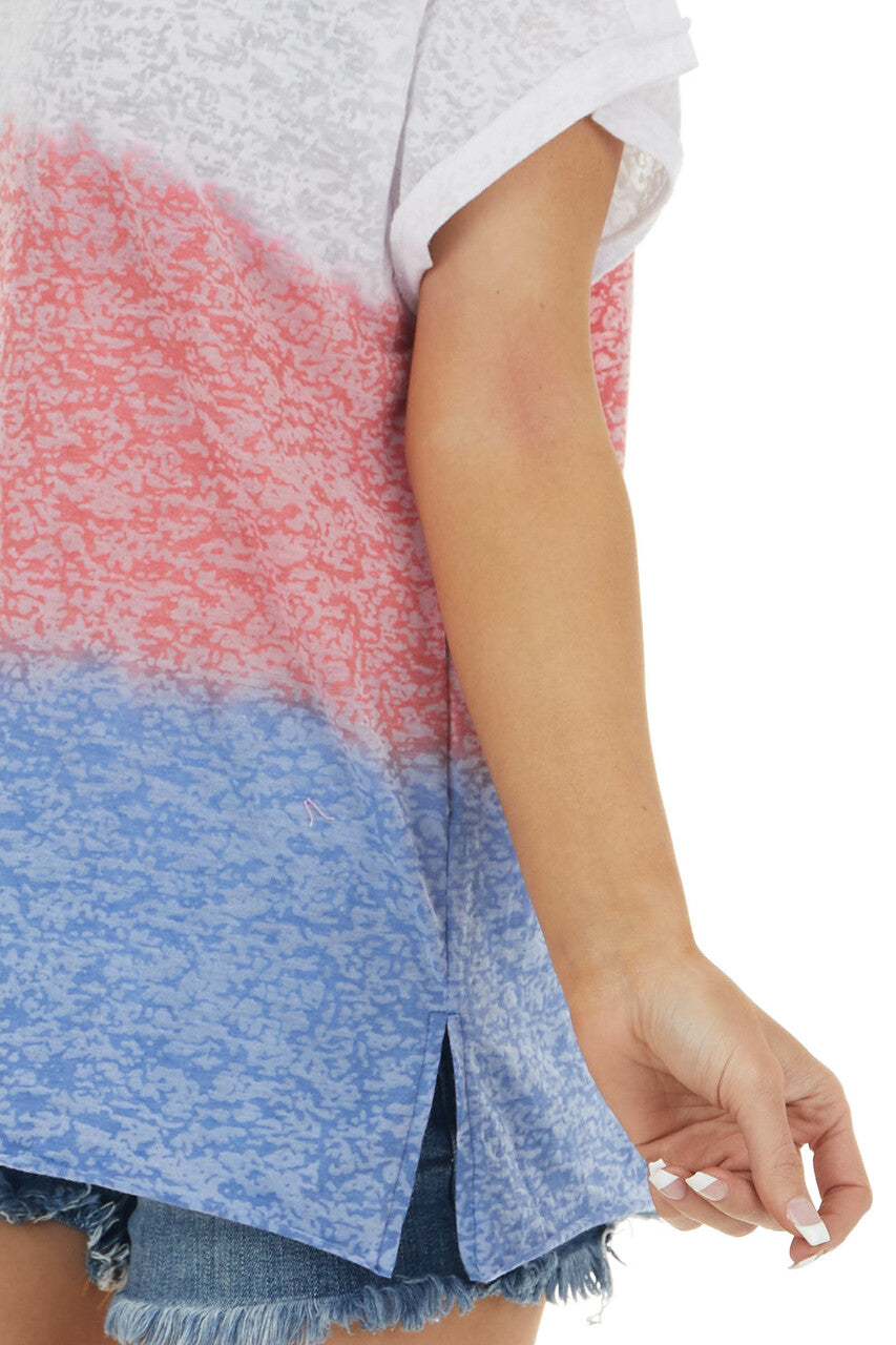 Off White Colorblock Short Sleeve Sheer Jersey Knit Top 