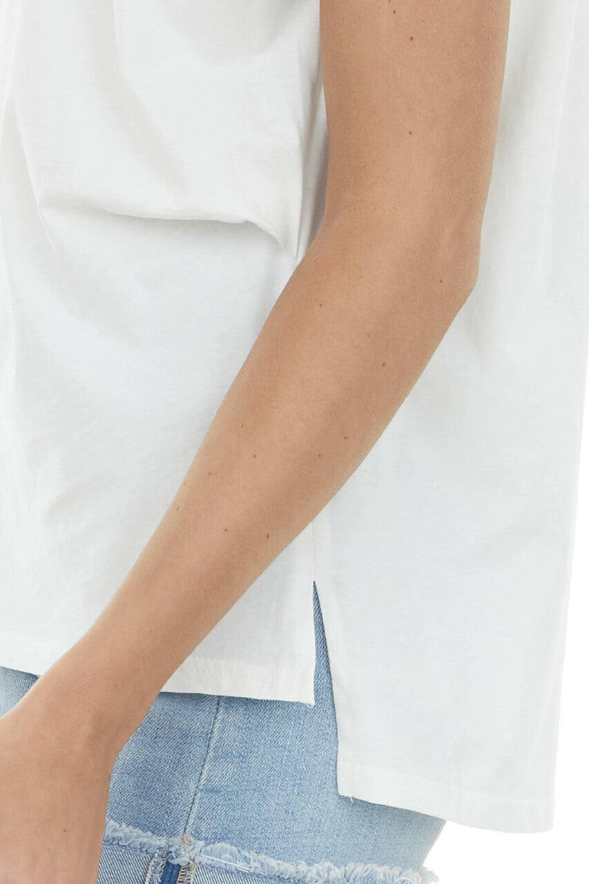 Off White Crew Neck Stretchy Knit Muscle Tee