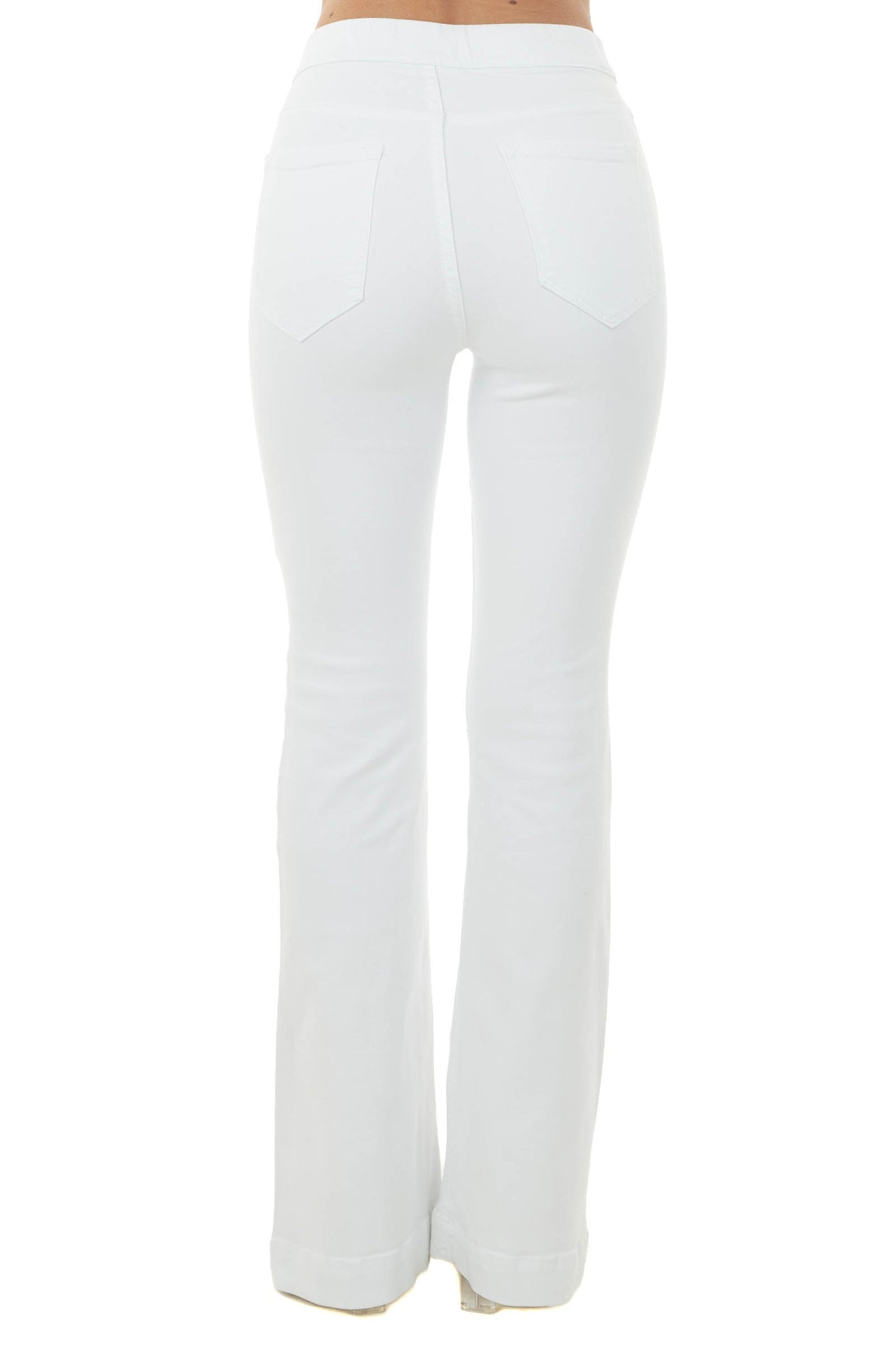 Off White High Rise Elastic Waist Flare Jeggings