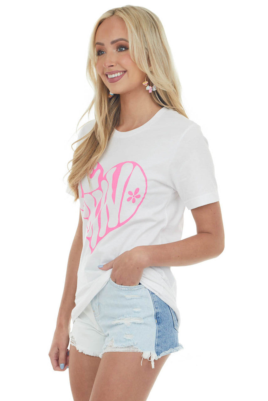 Off White Magenta 'Be Kind' Heart Graphic Tee 