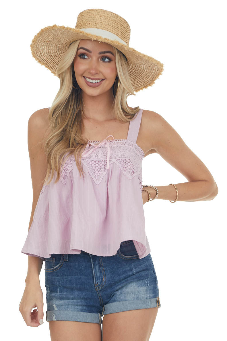 Orchid Square Neck Crochet Lace Tank Top 