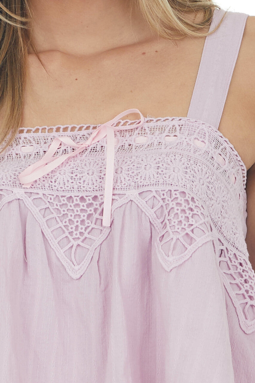 Orchid Square Neck Crochet Lace Tank Top 