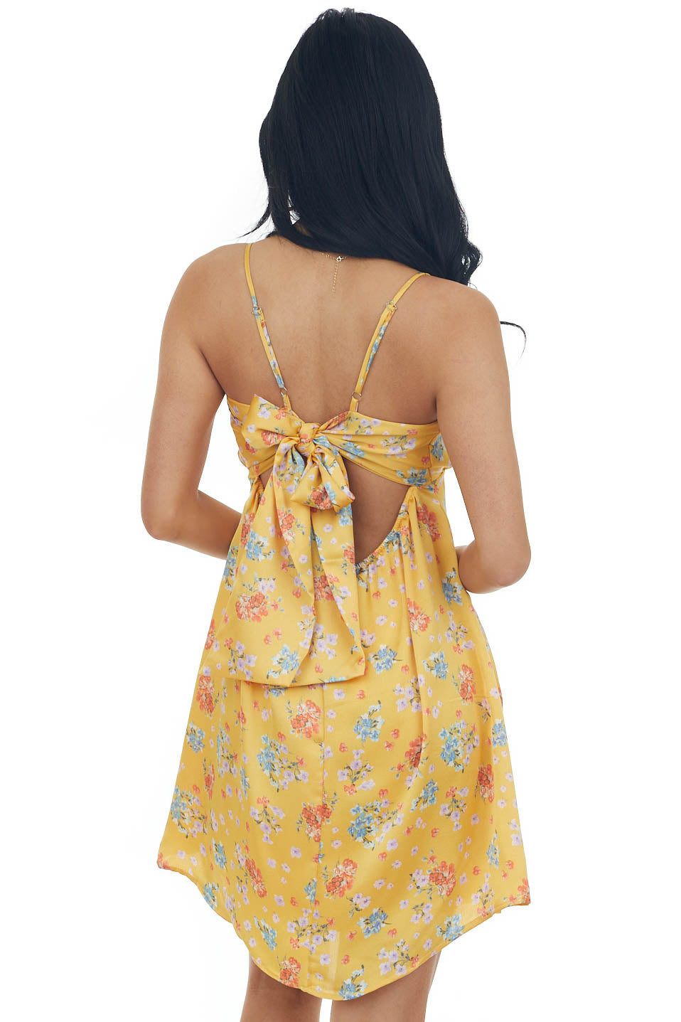 Pale Amber Floral Print Ruched Bust Mini Dress 