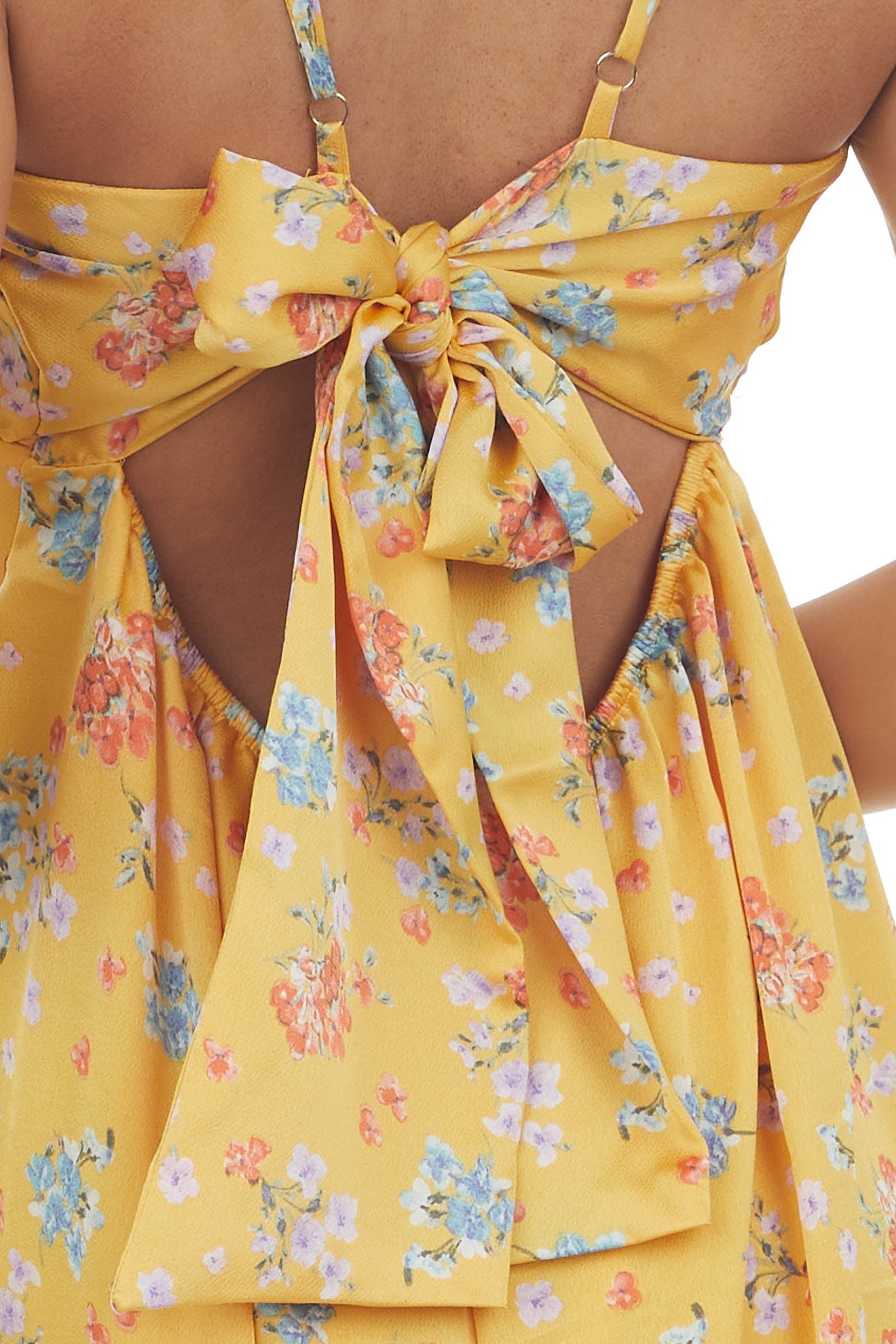 Pale Amber Floral Print Ruched Bust Mini Dress 