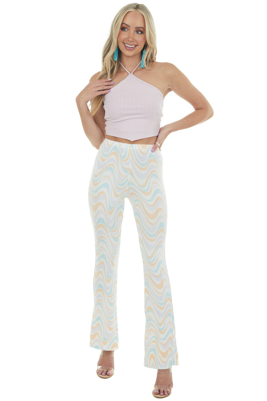 Pale Iris Halter Neck Open Back Knit Crop Top