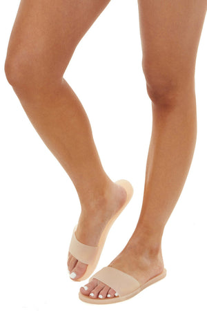 Peach Jelly One Strap Slide On Sandals 