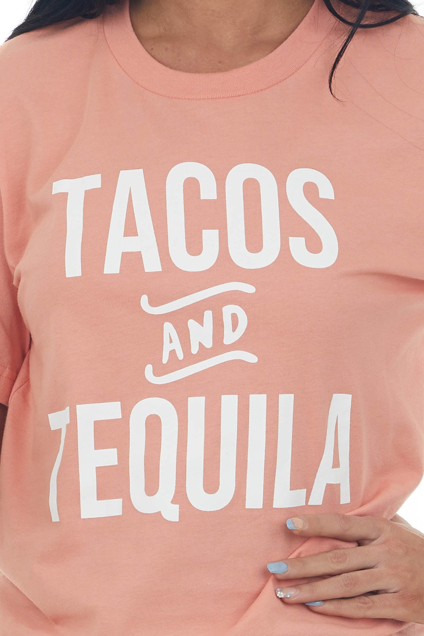 Peach 'Tacos and Tequila' Graphic Tee Shirt