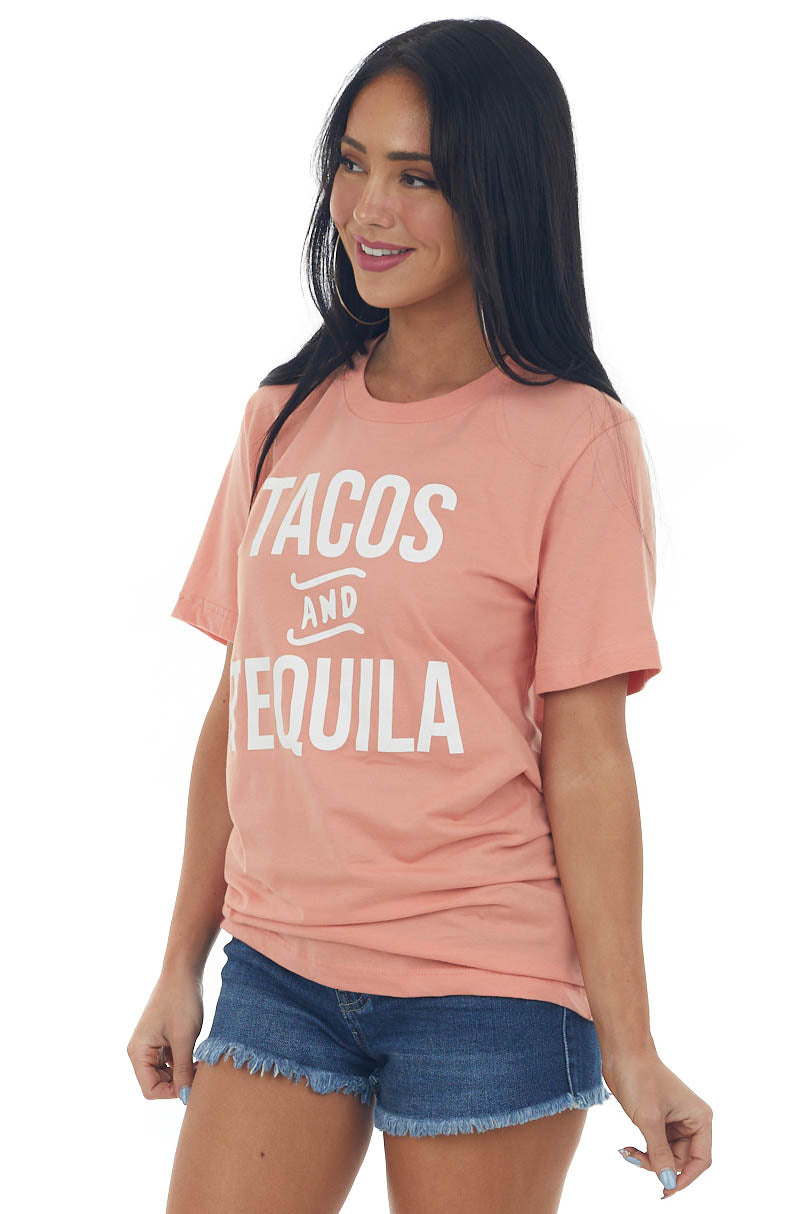 Peach 'Tacos and Tequila' Graphic Tee Shirt