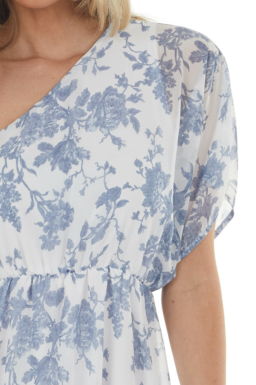 Pearl Floral Print One Shoulder Short Dress