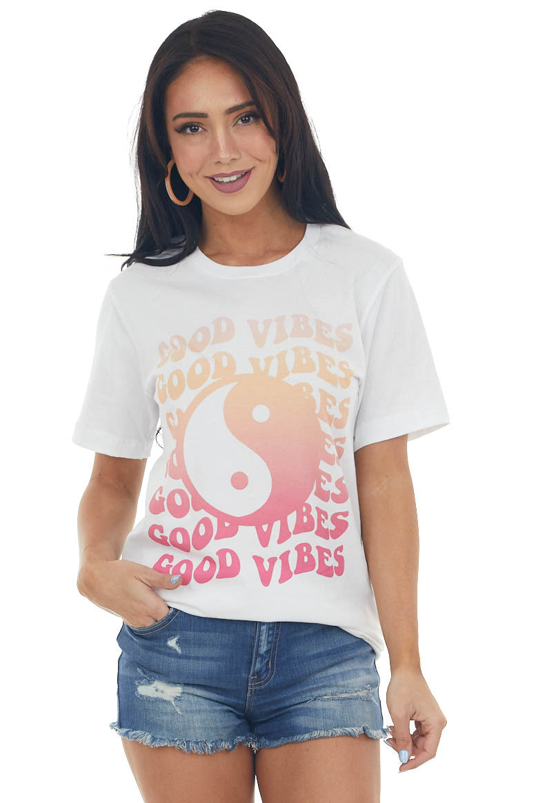Pearl 'Good Vibes' Yin and Yang Graphic Tee 