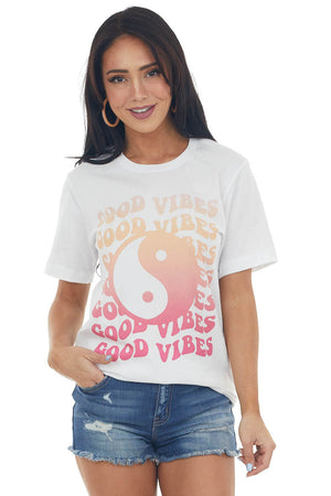 Pearl 'Good Vibes' Yin and Yang Graphic Tee 