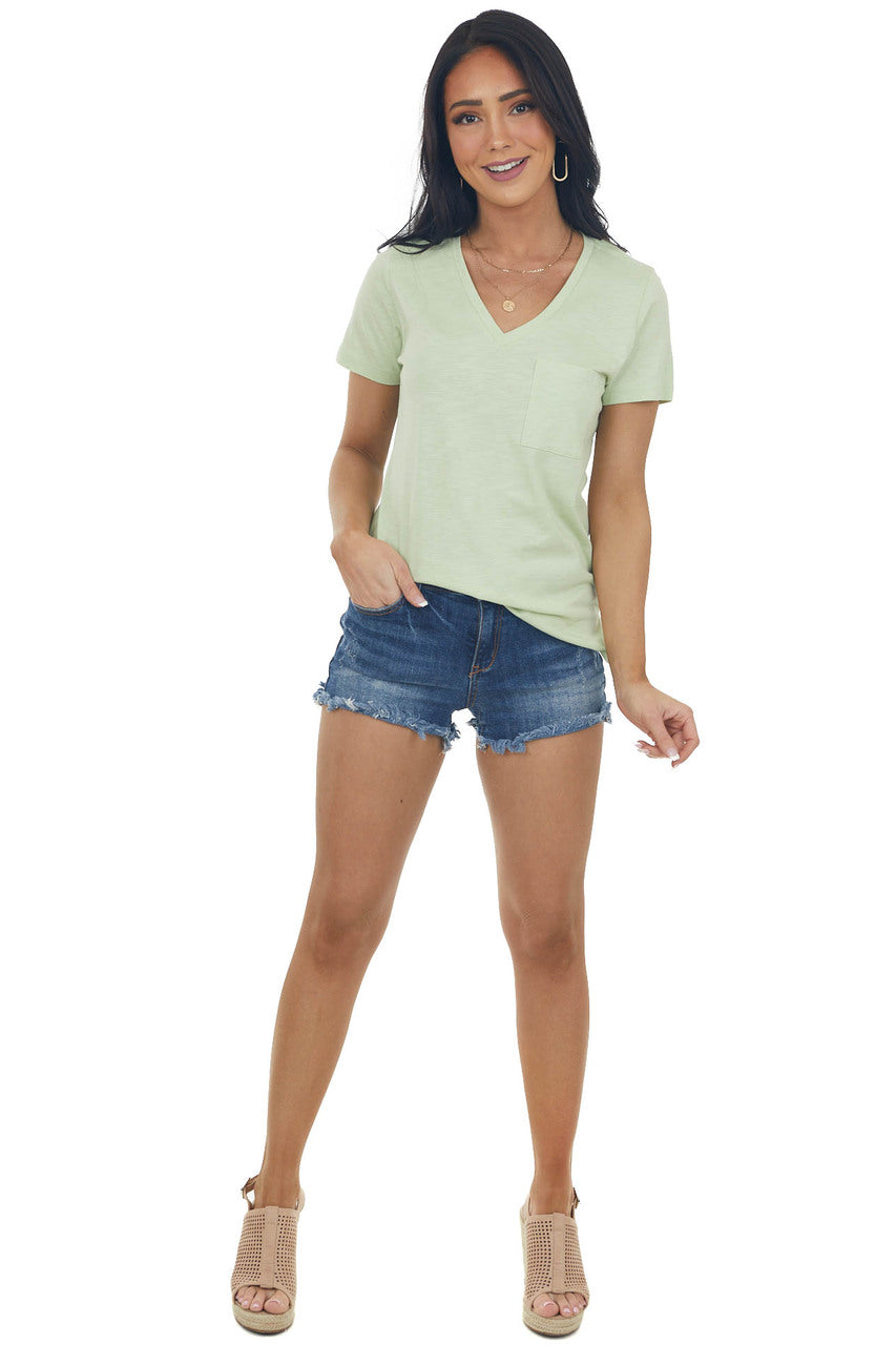 Pistachio Melange Chest Pocket Short Sleeve Tee