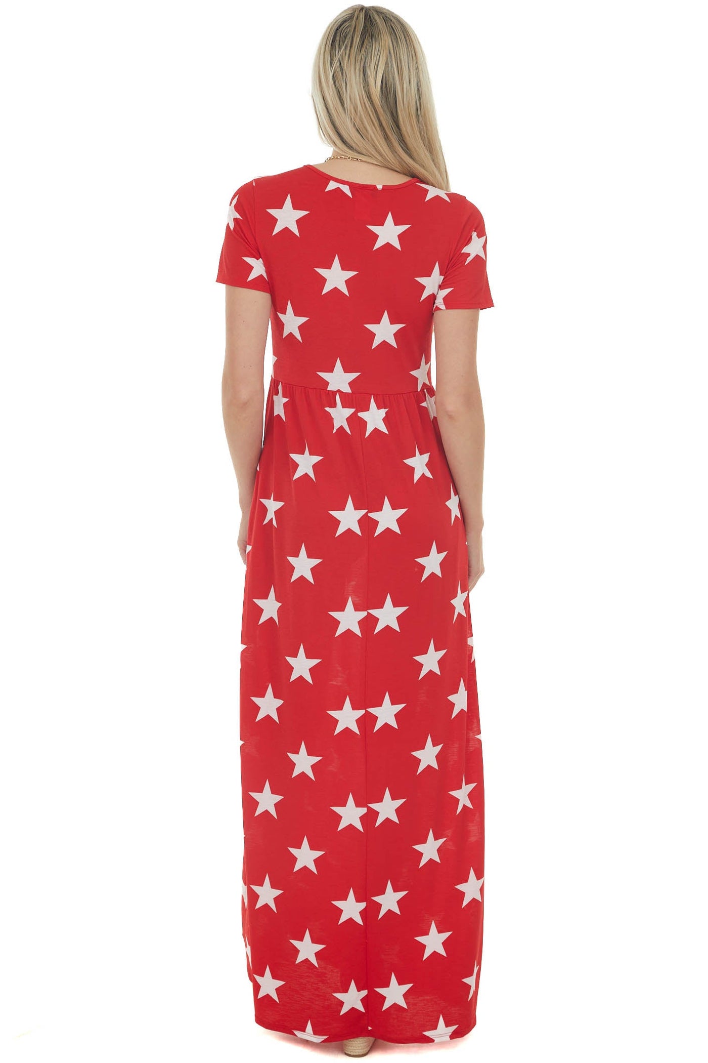 Pomegranate and Ivory Star Print Maxi Dress
