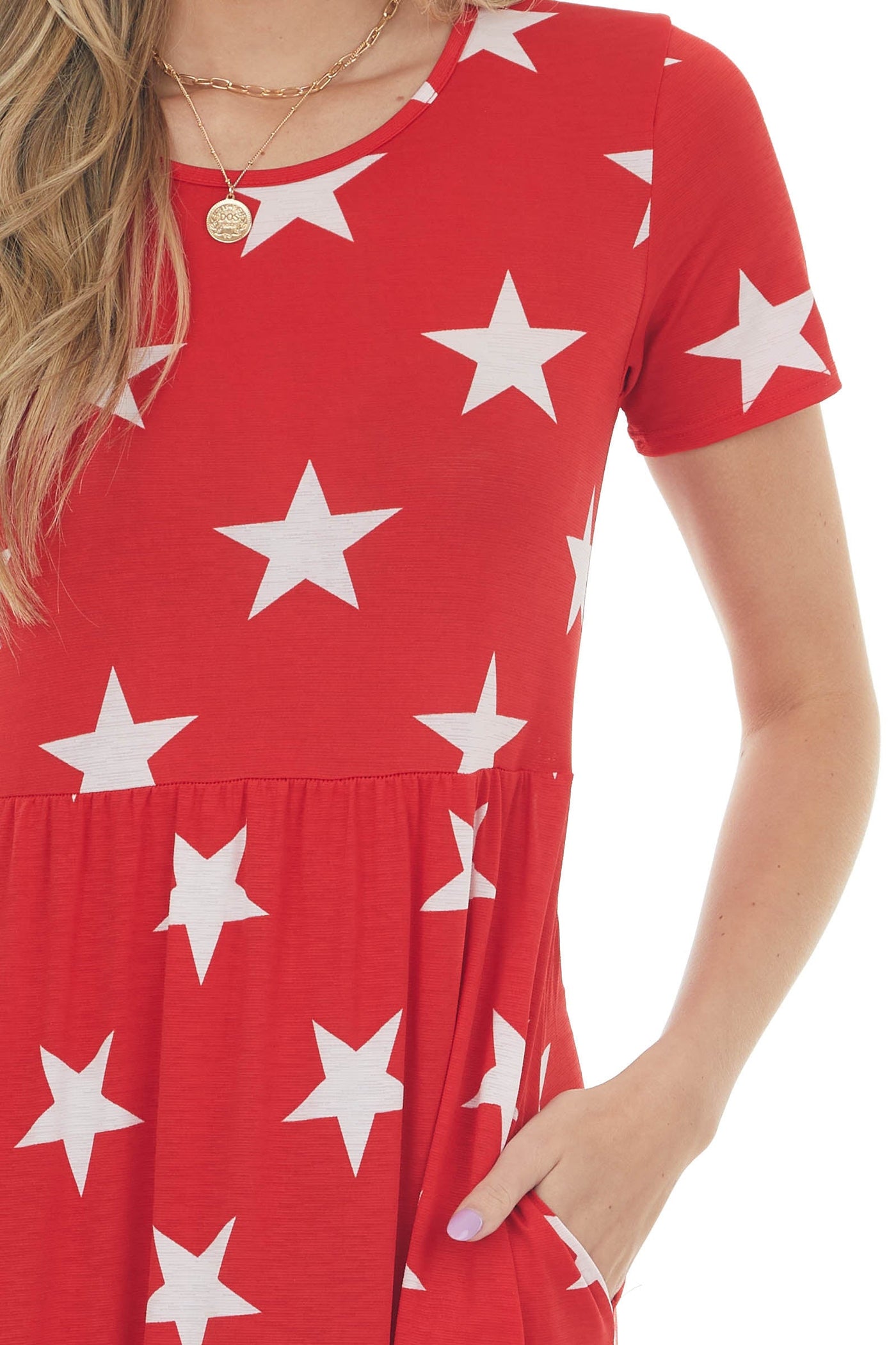 Pomegranate and Ivory Star Print Maxi Dress