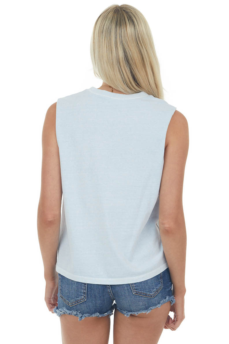 Powder Blue Crew Neck Knit Muscle Tee