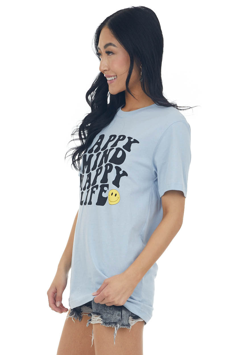 Powder Blue 'Happy Mind Happy Life' Graphic Tee
