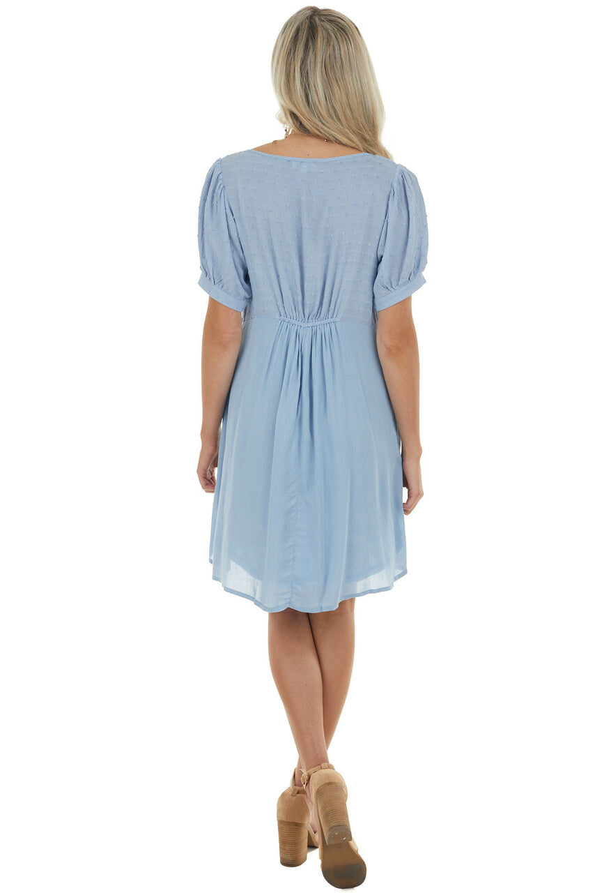 Powder Blue Swiss Dot Short Dress