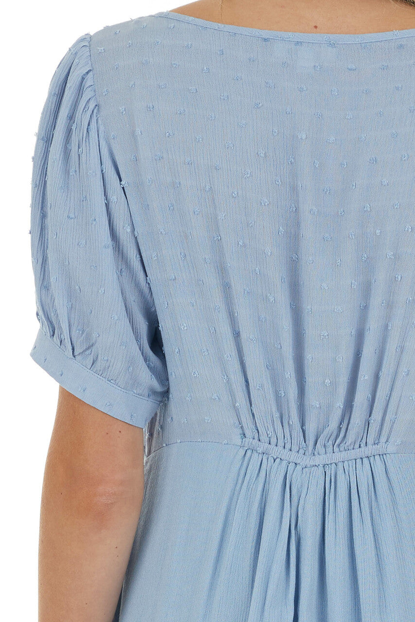 Powder Blue Swiss Dot Short Dress