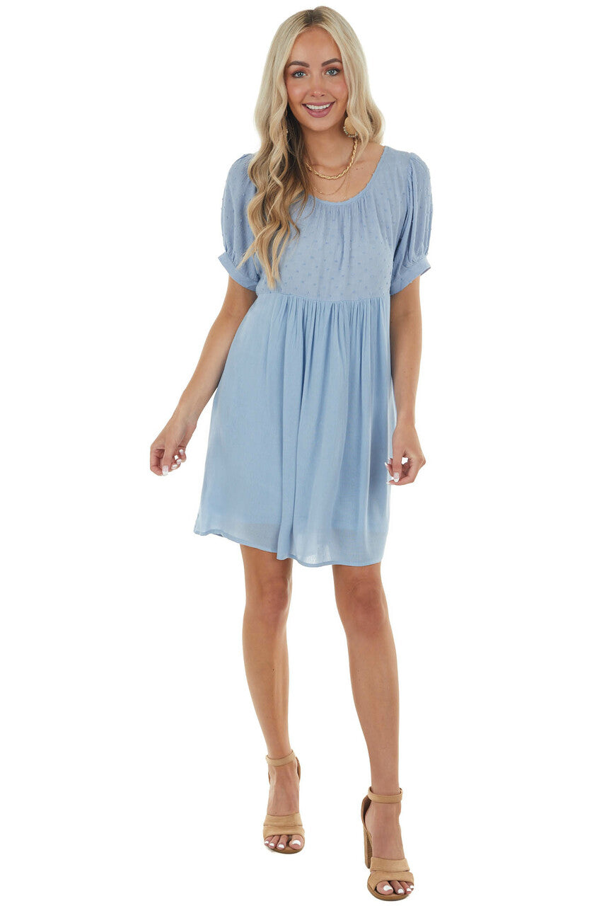 Powder Blue Swiss Dot Short Dress