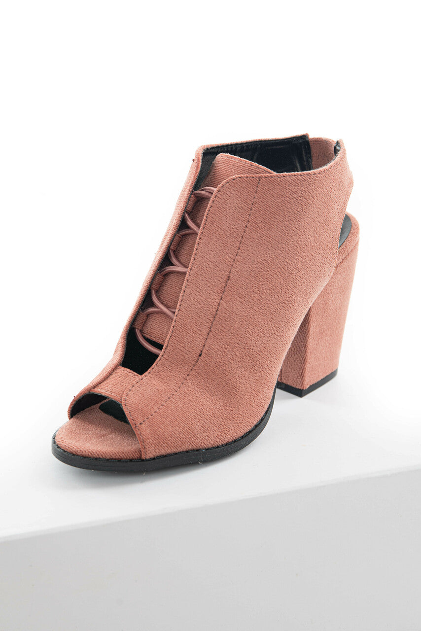 Punch Bungee Laced Peep Toe Sling Back Booties