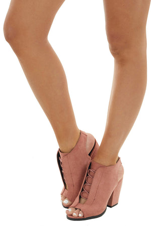 Punch Bungee Laced Peep Toe Sling Back Booties