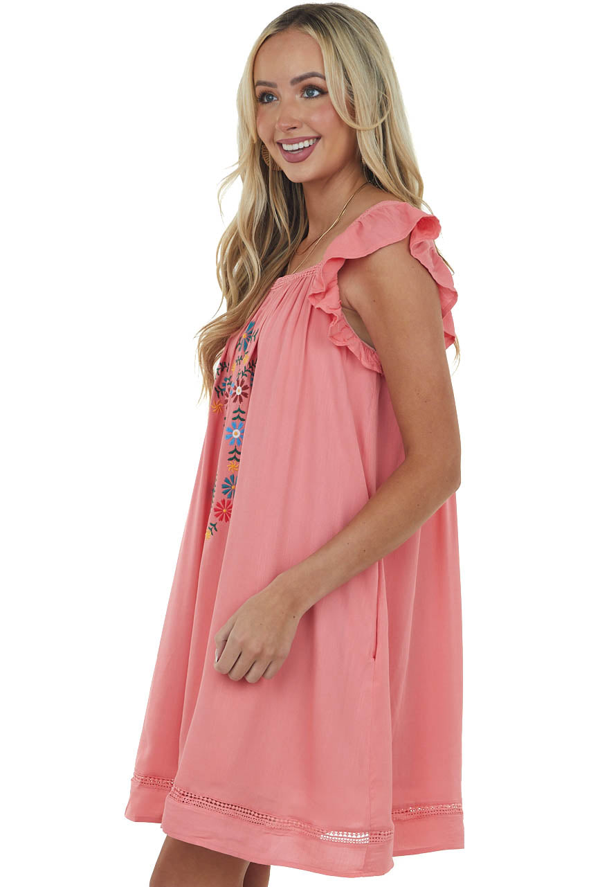 Punch Floral Embroidered Woven Short Dress