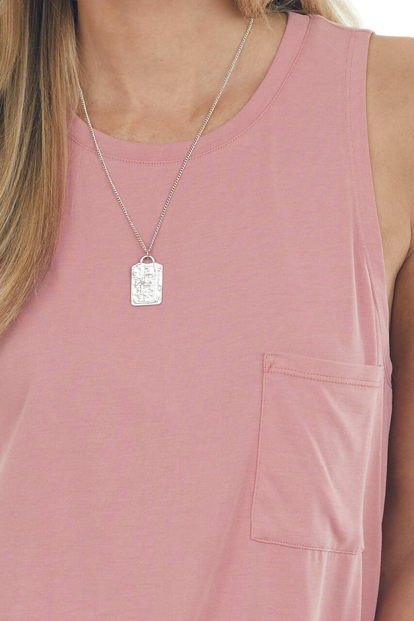 Rose Lightweight Sleeveless Knit Top with Pocket