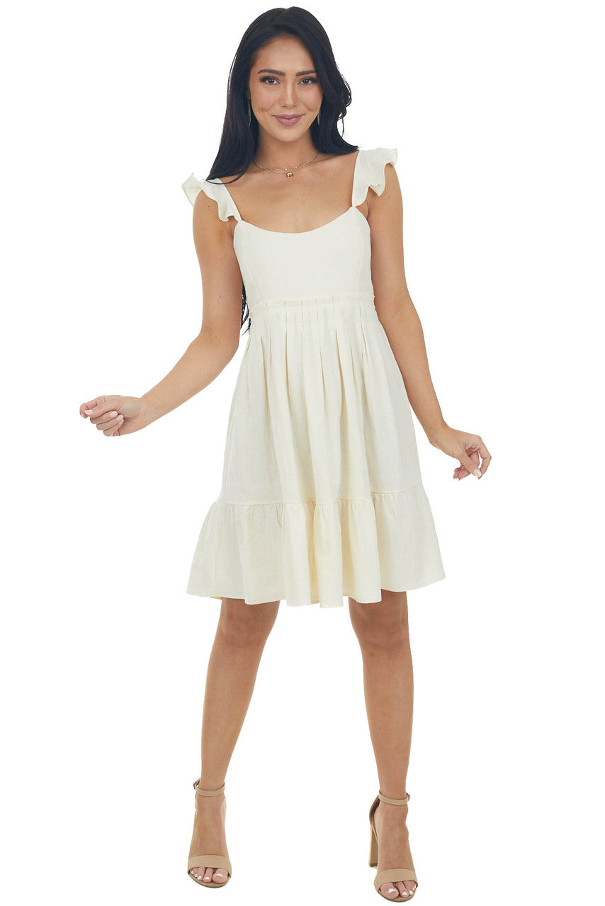 Rich Cream Babydoll Tiered Sleeveless Dress