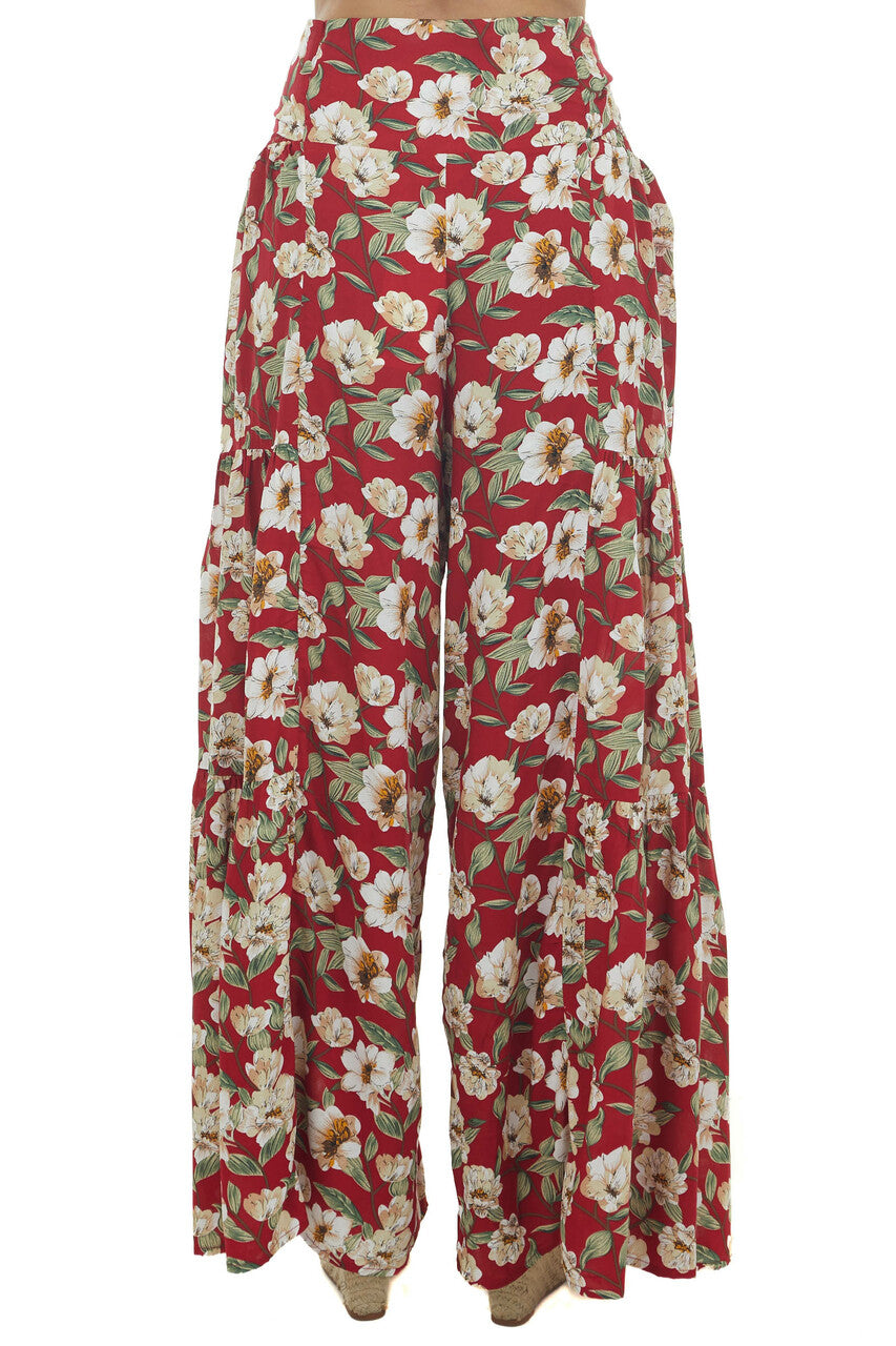 Ruby Floral Print High Waist Flowy Pants