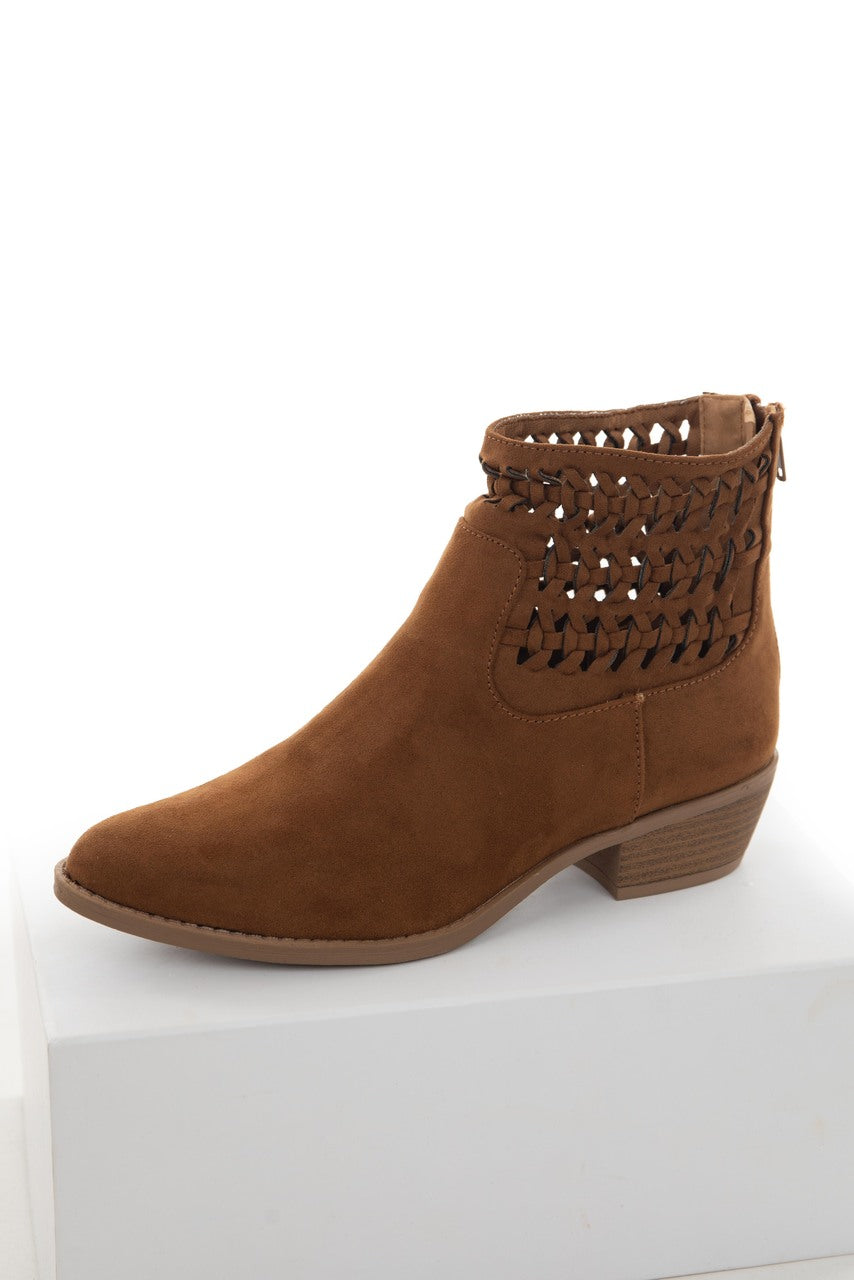 Sepia Faux Suede Braided Panel Booties 