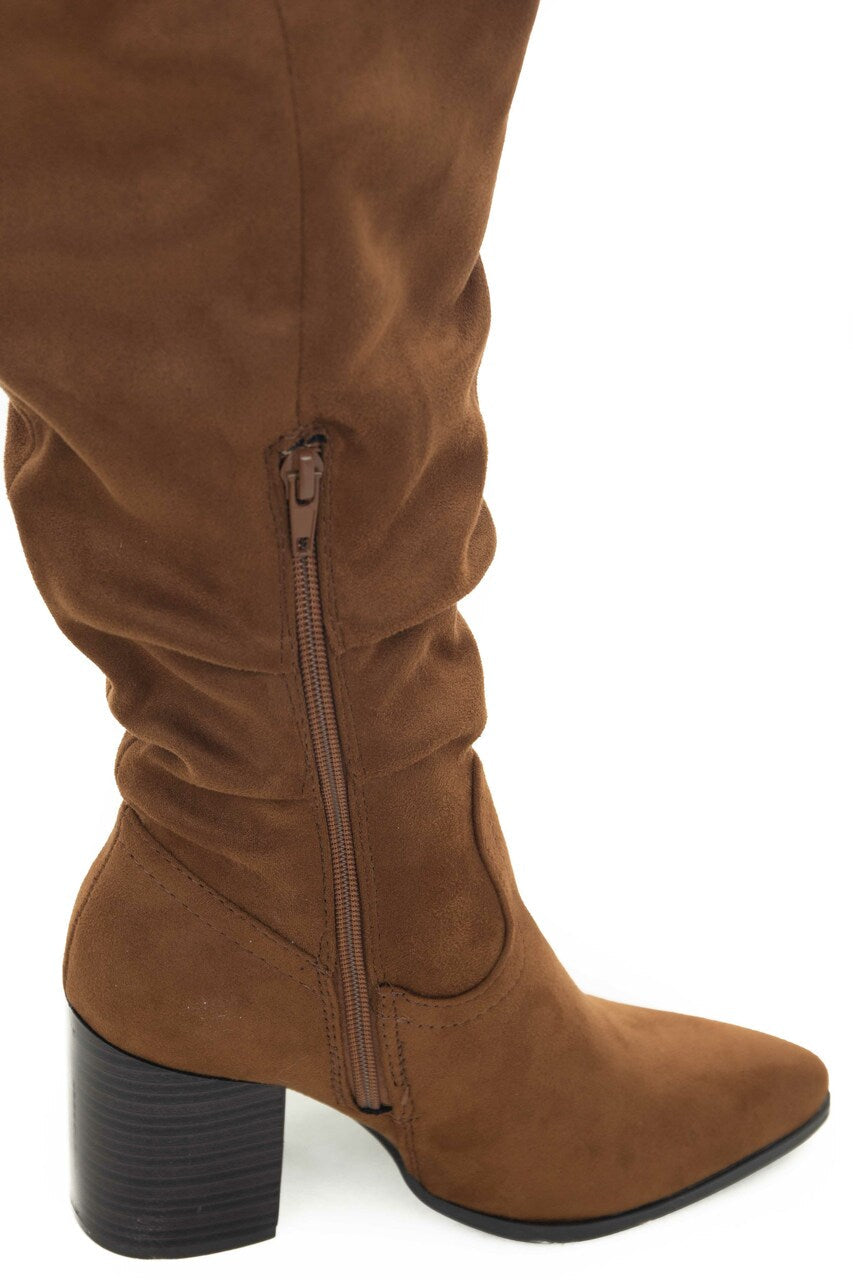 Sepia Faux Suede Pointed Toe Slouchy Boots 