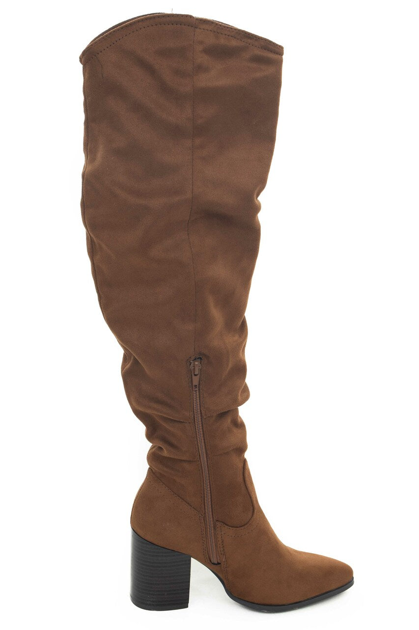 Sepia Faux Suede Pointed Toe Slouchy Boots 