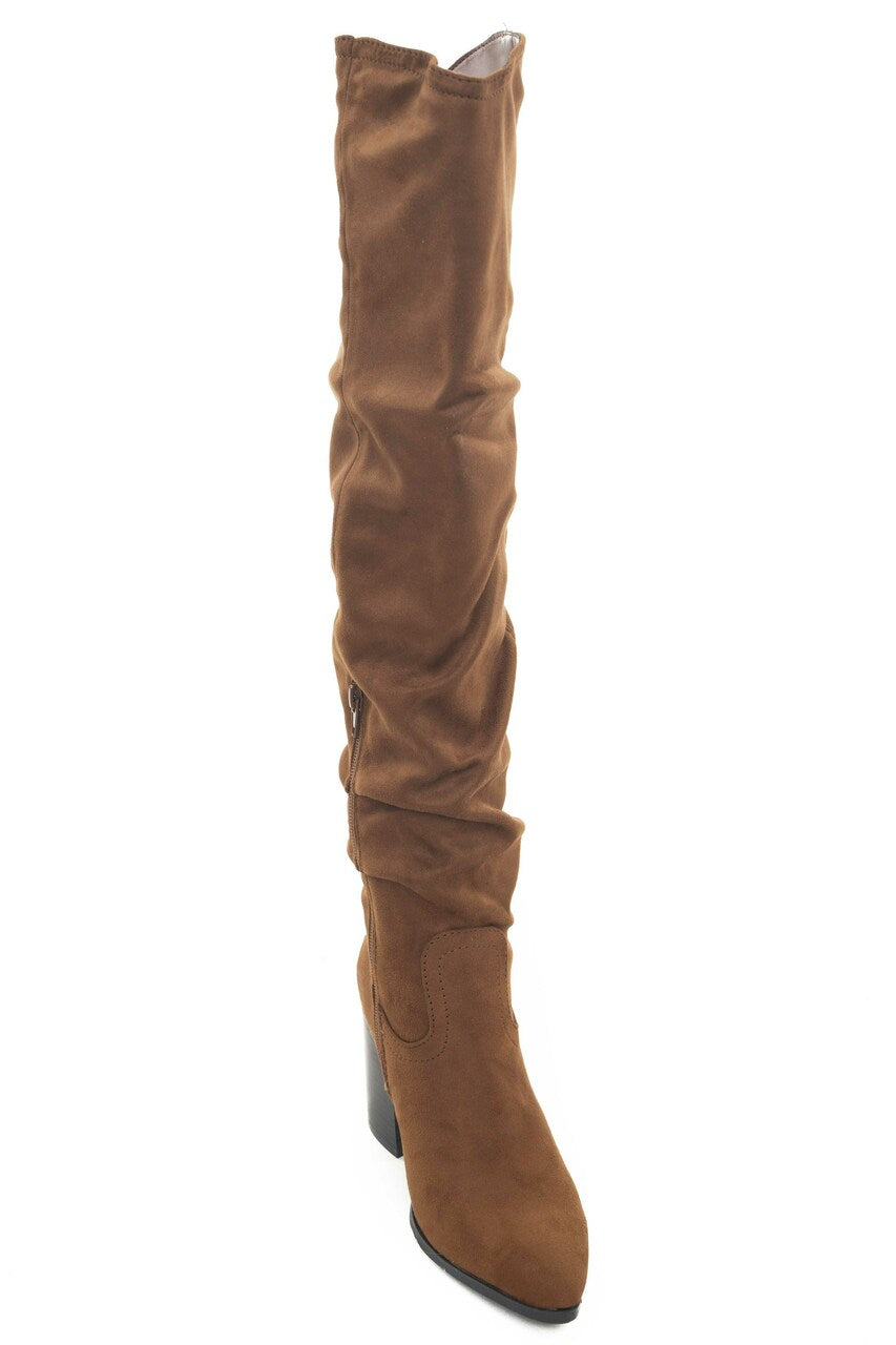 Sepia Faux Suede Pointed Toe Slouchy Boots 