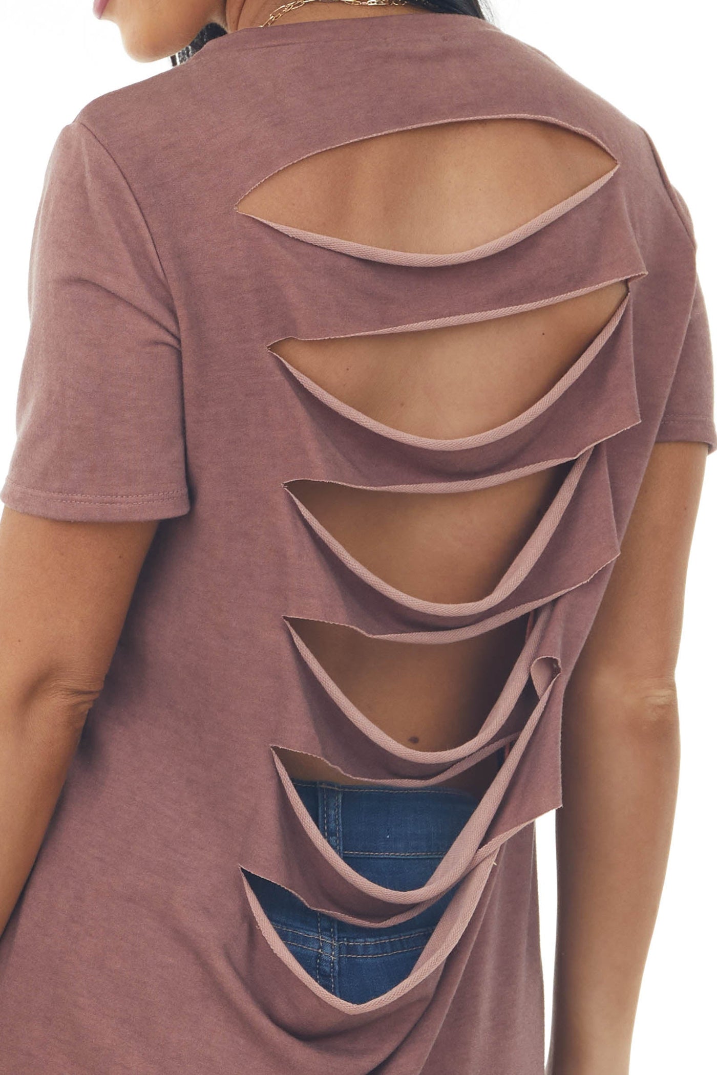 Sienna Ladder Cutout Back Short Sleeve Tee