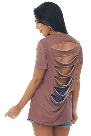 Sienna Ladder Cutout Back Short Sleeve Tee