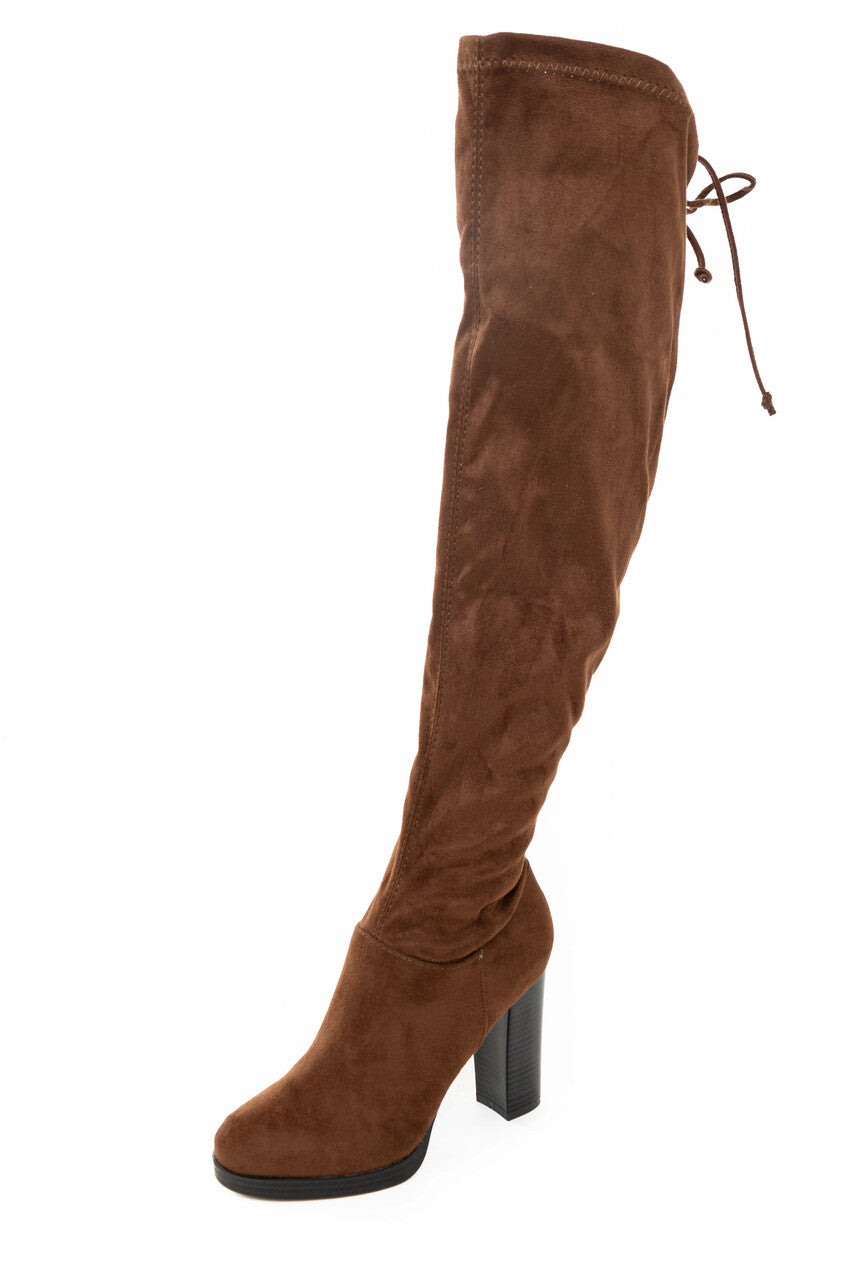 Spice Faux Suede Knee Length High Heel Boots