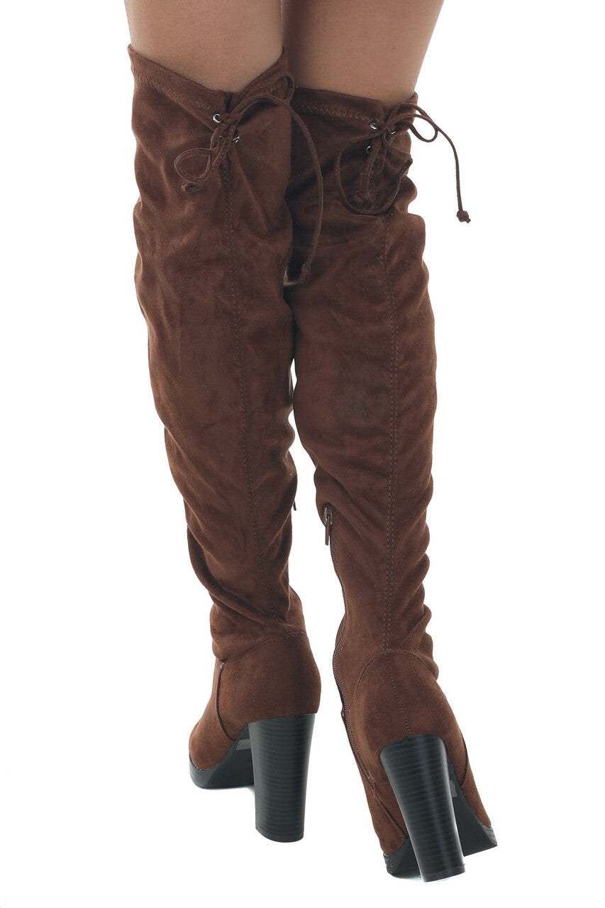 Spice Faux Suede Knee Length High Heel Boots