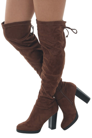 Spice Faux Suede Knee Length High Heel Boots