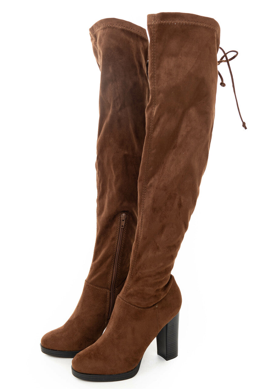 Spice Faux Suede Knee Length High Heel Boots