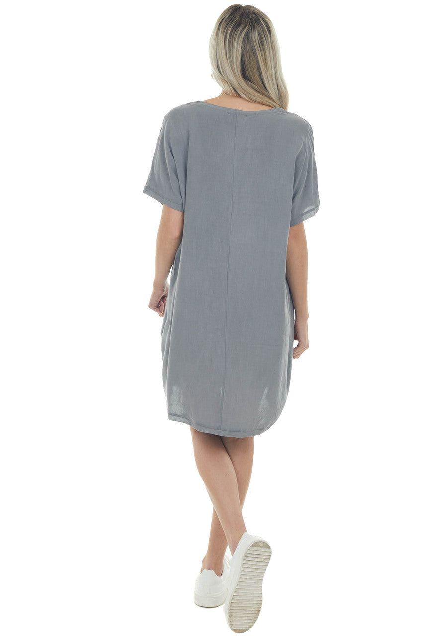 Steel Chest Pocket Woven Tee Shirt Dress 
