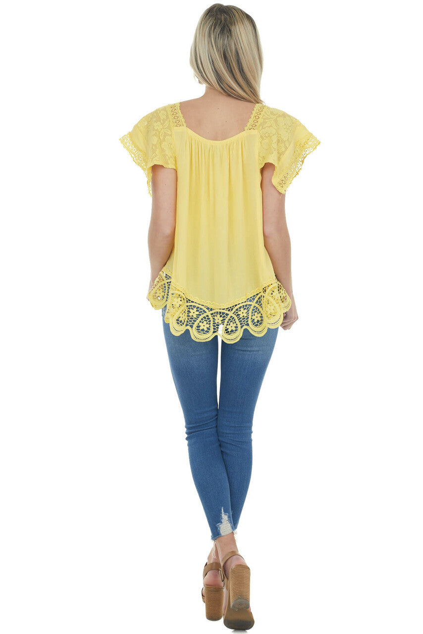 Sunshine Square Neck Scalloped Lace Blouse
