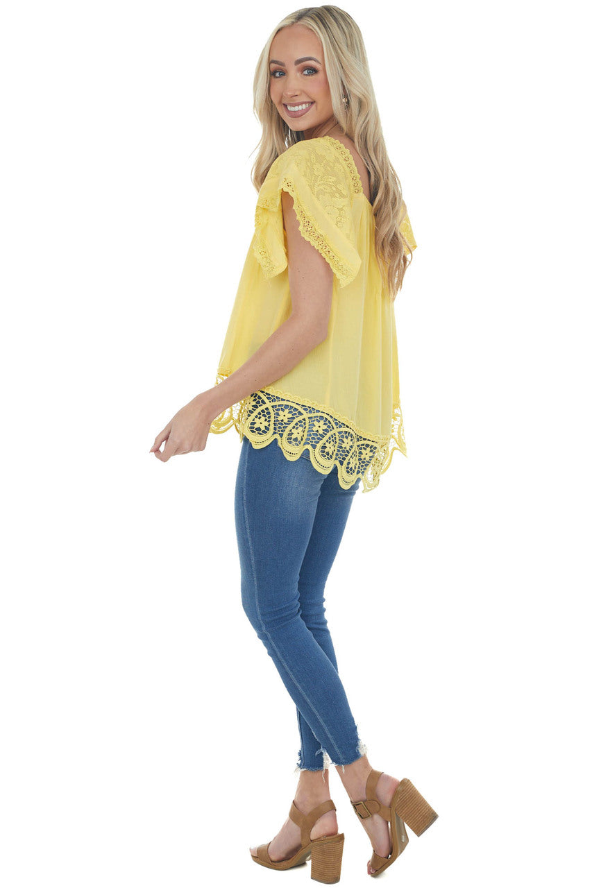 Sunshine Square Neck Scalloped Lace Blouse