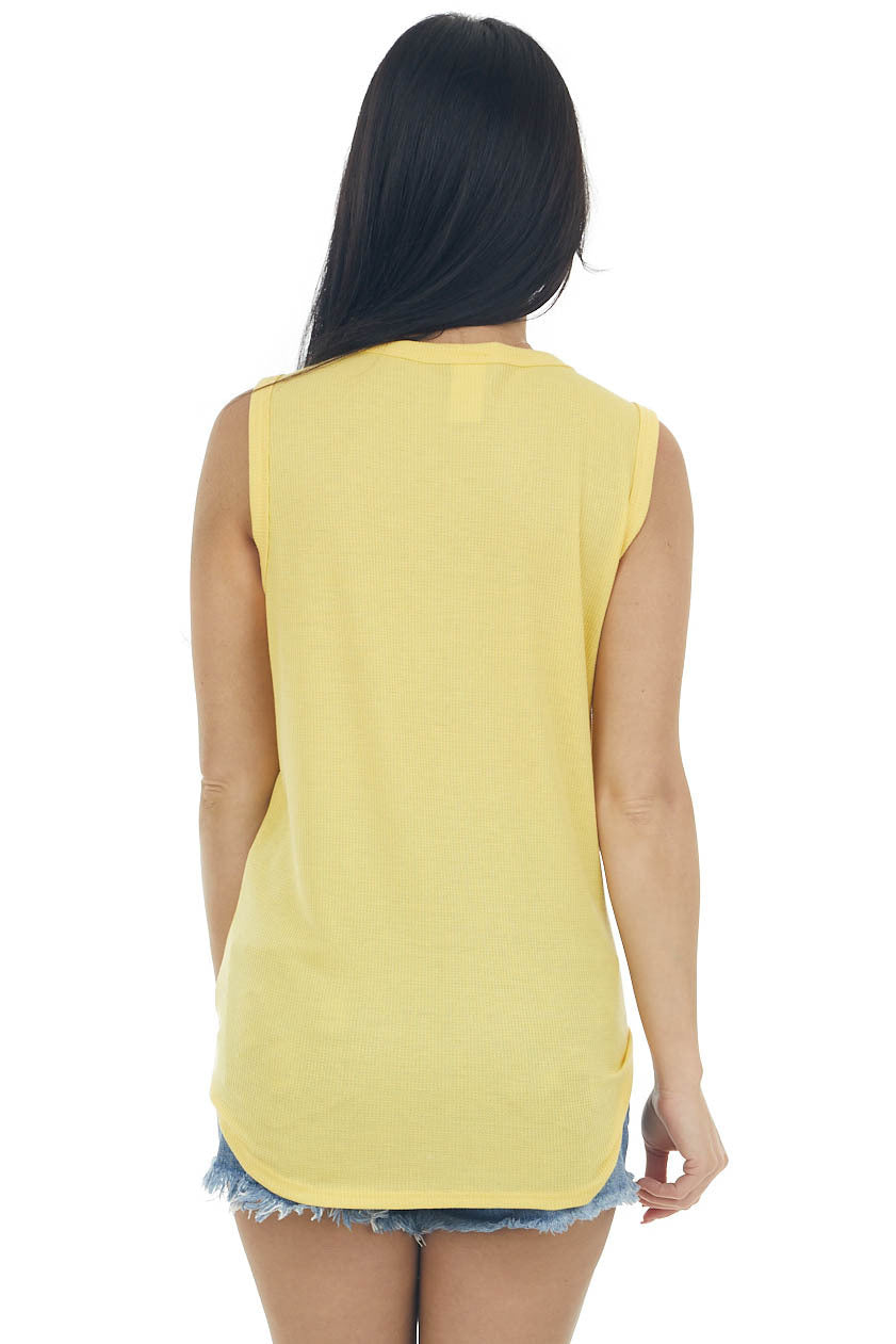 Sunshine Waffle Knit Front Tie Button Up Top 