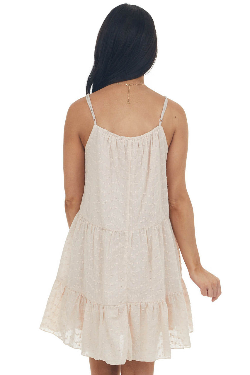 Tea Rose Floral Texture Square Neck Tier Dress