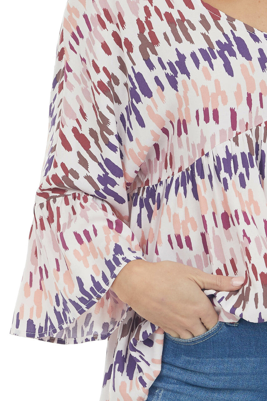 Tea Rose Multicolor Abstract Babydoll Top