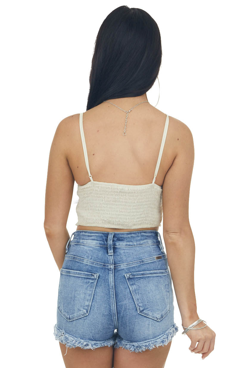 Vanilla Floral Embroidered Frill Bralette