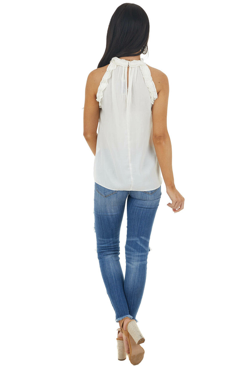 Vanilla Halter Neck Sleeveless Top with Frill Detail