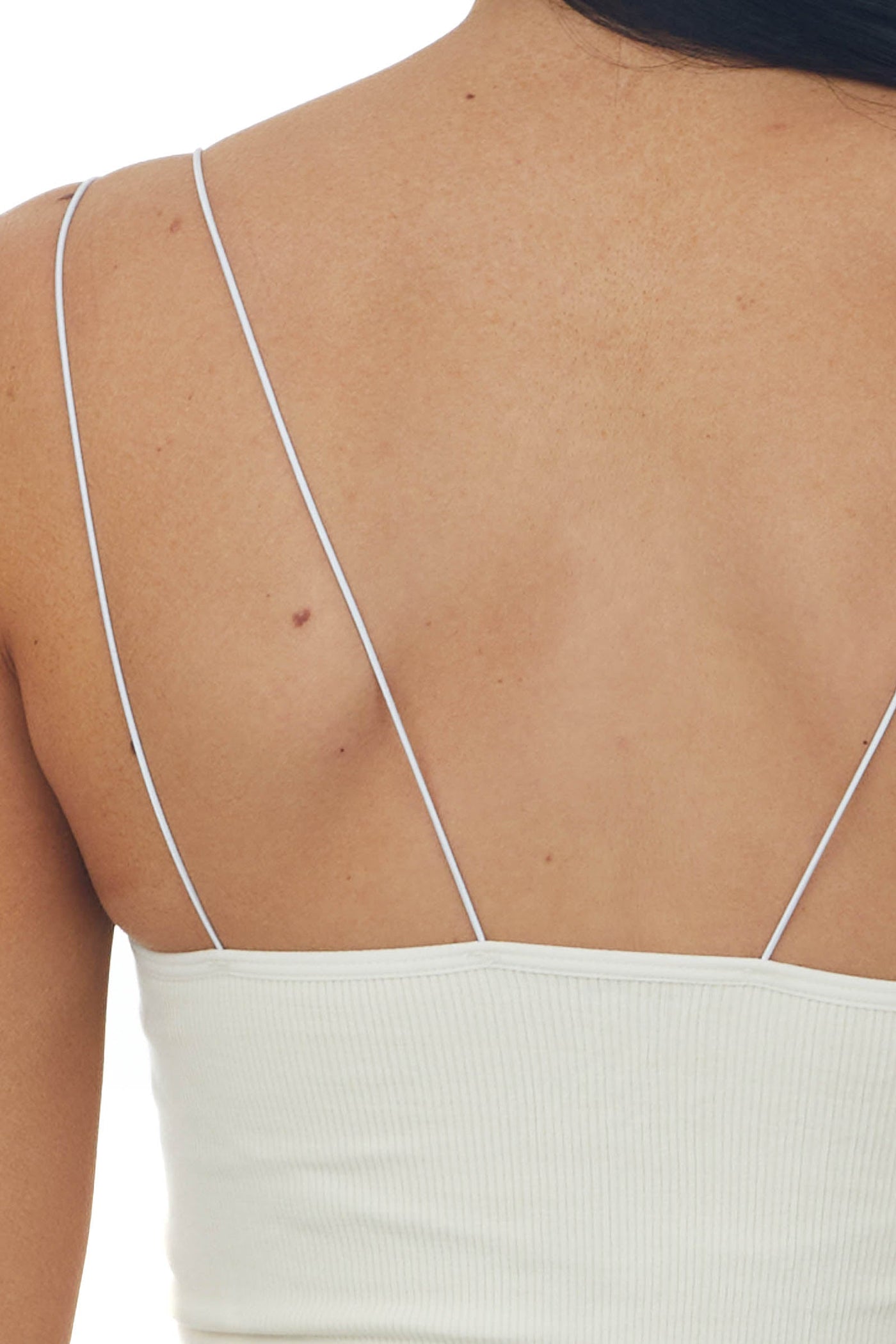 Vanilla Thin Spaghetti Strap Ribbed Knit Brami